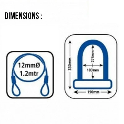 Antivol Vélo Combiné U Et Cable à Clefs - Oxford 5 Antivol Vélo Combiné U Et Cable à Clefs - Oxford – Image 3